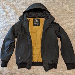 Volcom Hernan 5k mens small insulated black yellow winter water resistant jacket